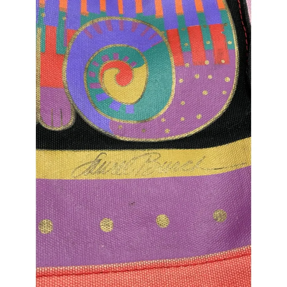 Vintage Laurel Burch Feline Cousins Canvas Tote Bag Cats As Is Heavy Wear